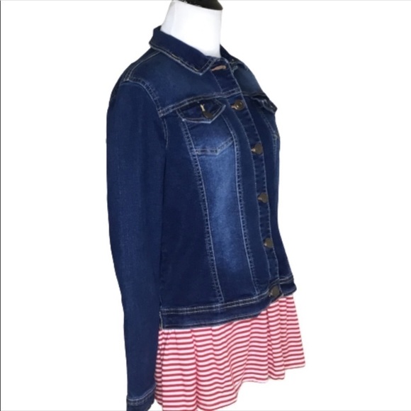 Baccini Like New Trucker Blue Jean Button Down Short Casual Stylish Jacket PS - Picture 3 of 8